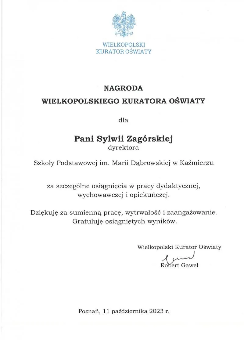 Zróżnicowanie wysokości nagrody kuratora dla kogo